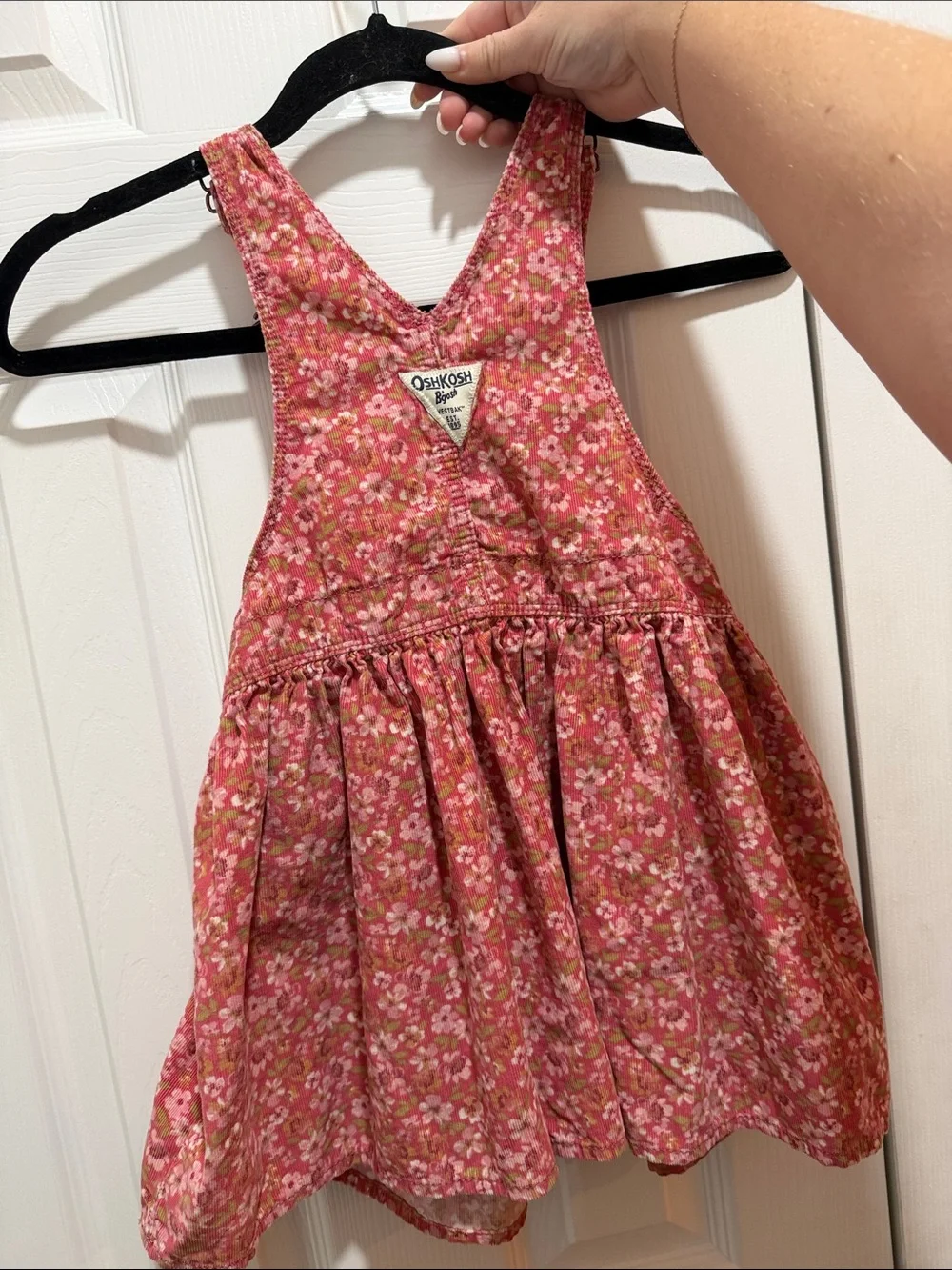 OshKosh Floral Pink Corduroy Overall Dress 5T